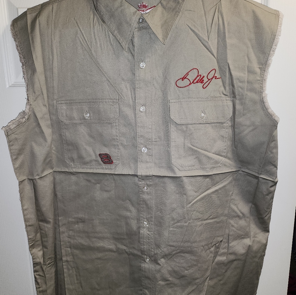 Mens XL Dale Earnhardt Jr Button Down  cutoff shirt